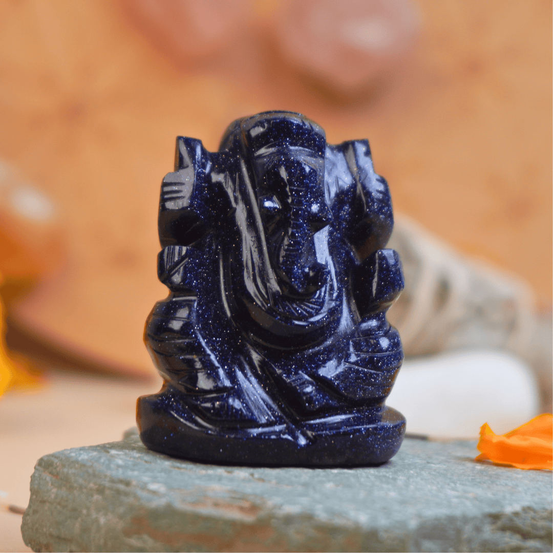 Lord Ganesh in Blue Goldstone