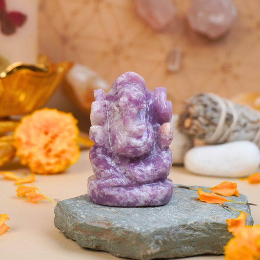 Lord Ganesha in Lepidolite