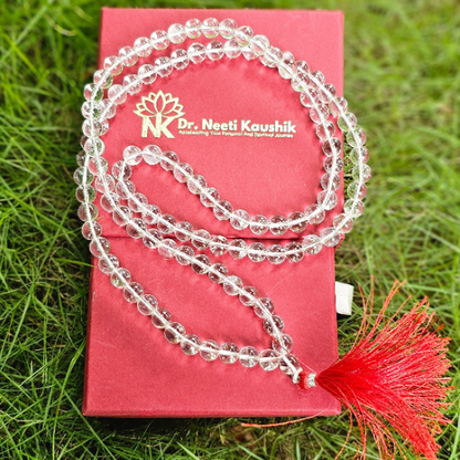 Clear Quartz Mala For Positive Vibrations (8mm) - Dr. Neeti Kaushik's Shop
