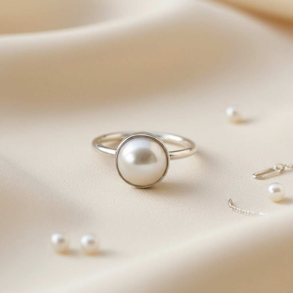 Pearl 925 Sterling Silver Ring For Purity & Wisdom