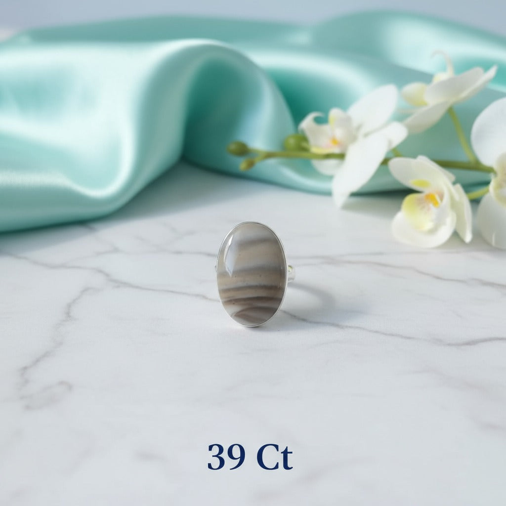 Flint 925 Sterling Silver Ring  – Ancient Stone of Strength & Protection