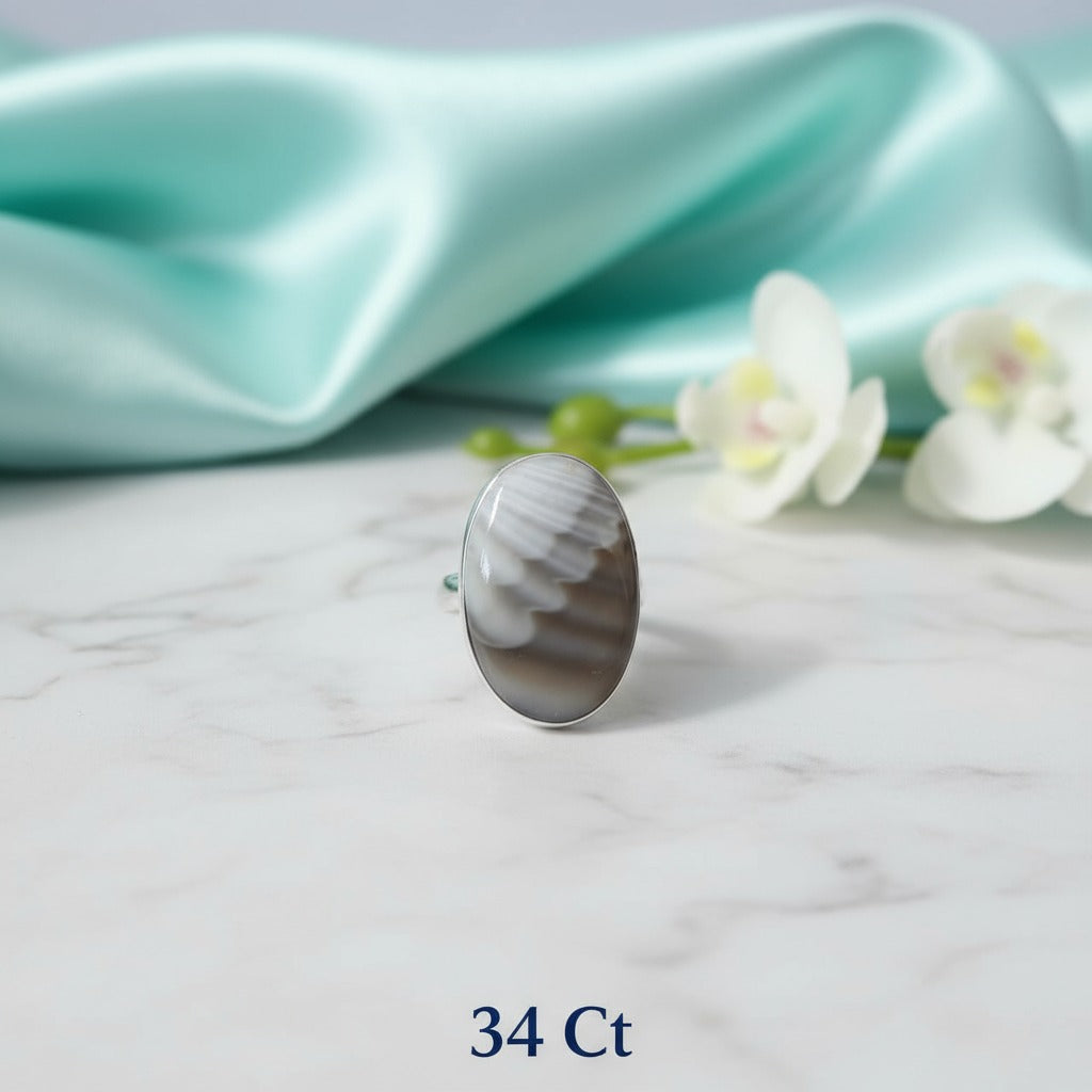 Flint 925 Sterling Silver Ring  – Ancient Stone of Strength & Protection