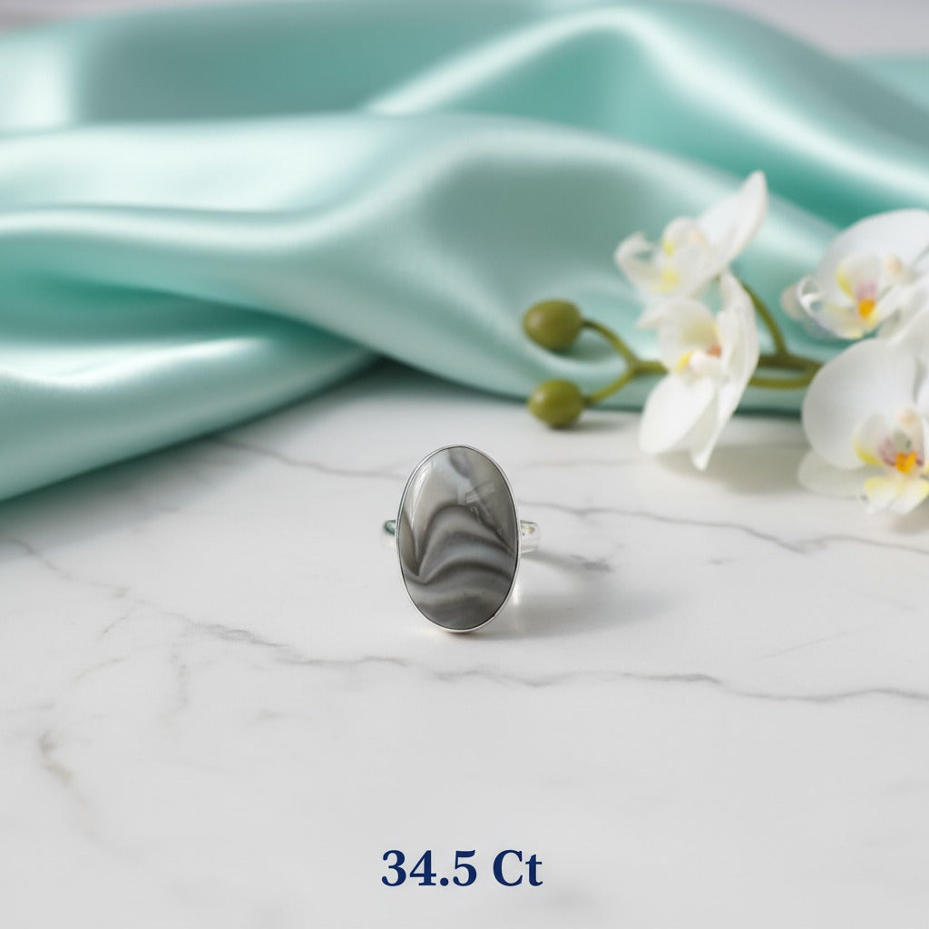 Flint 925 Sterling Silver Ring  – Ancient Stone of Strength & Protection