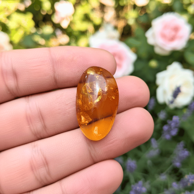 Amber Cabochon Stone for Healing, Protection & Positive Energy