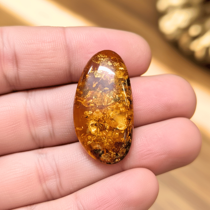 Amber Cabochon Stone for Healing, Protection & Positive Energy