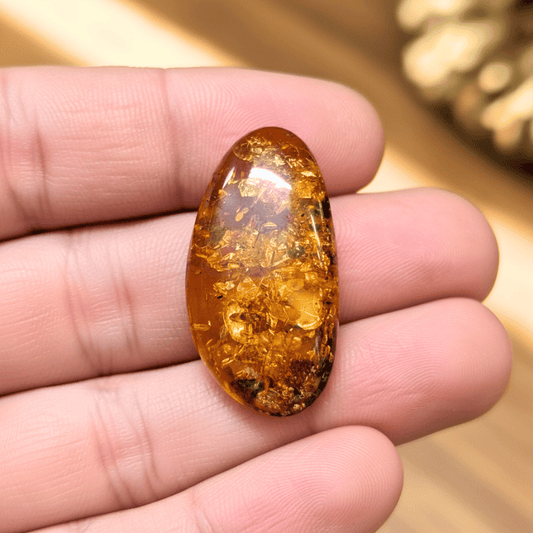 Amber Cabochon Stone for Healing, Protection & Positive Energy