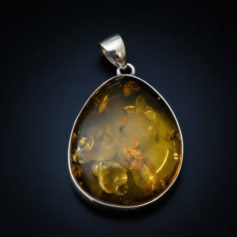 एम्बर 925 स्टर्लिंग सिल्वर पेंडेंट • कालातीत लालित्य • गर्म ऊर्जा • प्राकृतिक सौंदर्य