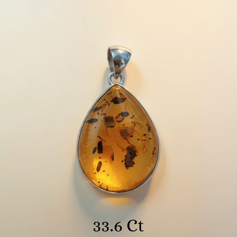 Natural Amber crystal pendant for protection and balance