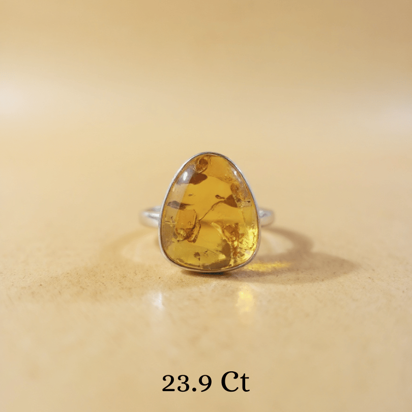 Amber crystal ring for prosperity and success