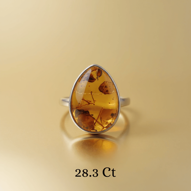 Amber crystal ring for prosperity and success