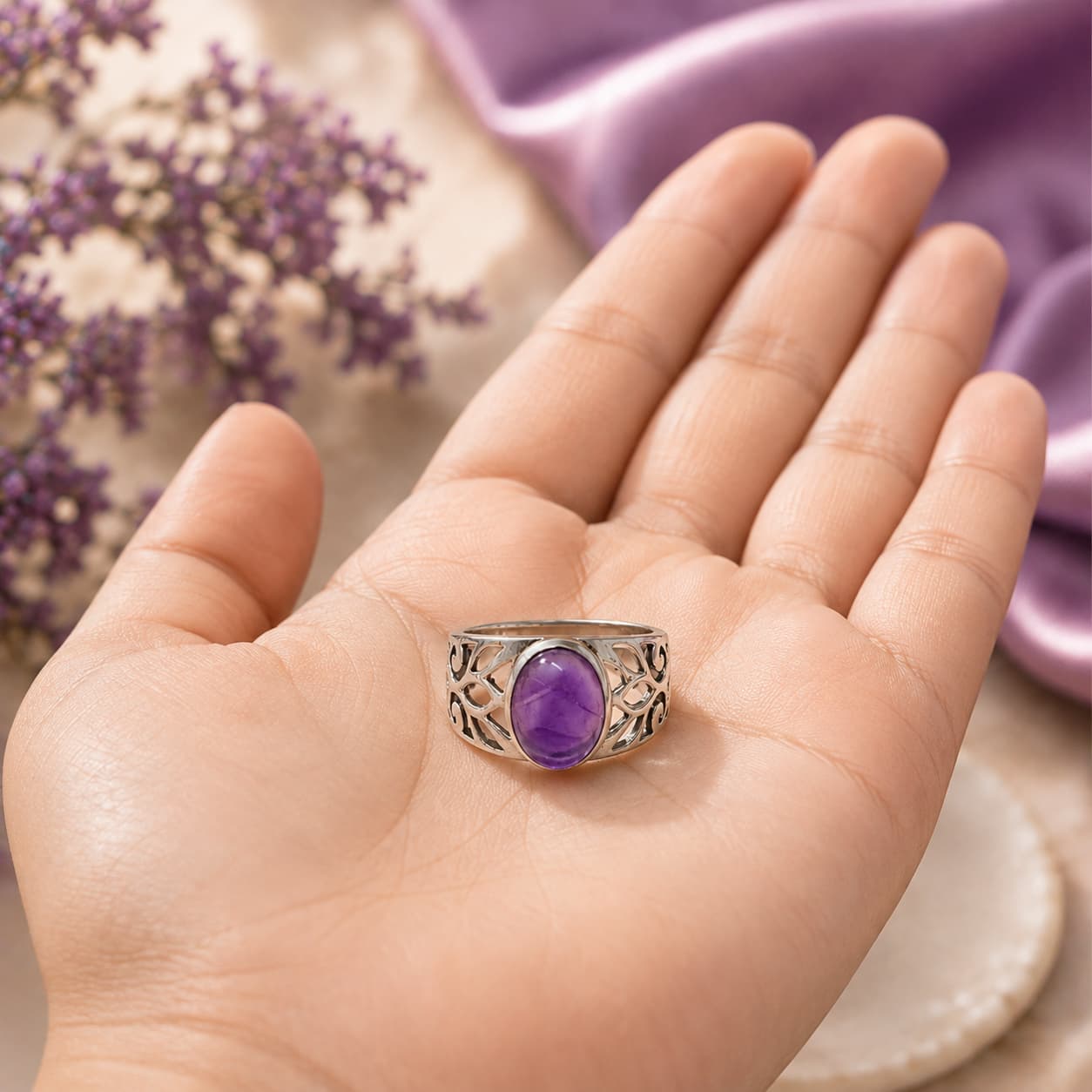 Amethyst 925 Sterling Silver Ring – Healing, Protection & Elegance