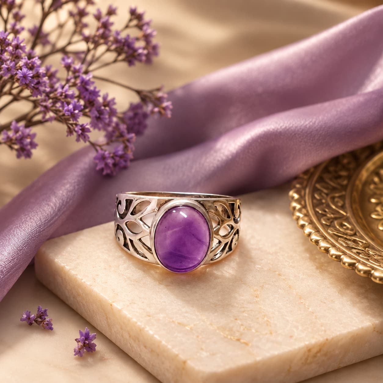 Amethyst 925 Sterling Silver Ring – Healing, Protection & Elegance