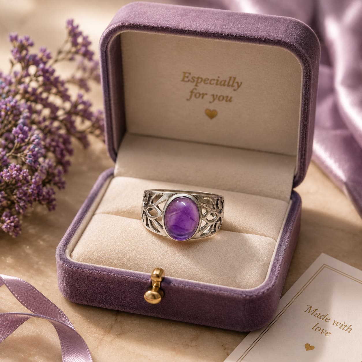 Amethyst 925 Sterling Silver Ring – Healing, Protection & Elegance