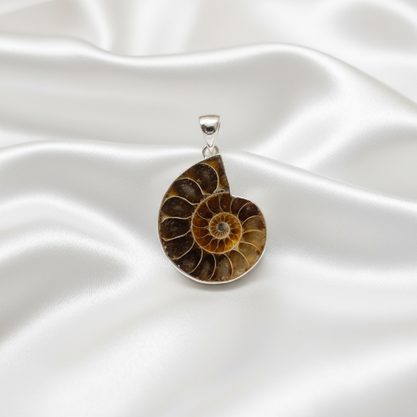 Ammonite pendant for grounding, ancient wisdom, and healing energy