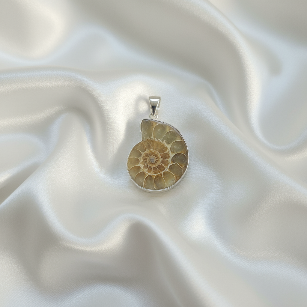 Ammonite with 925 Sterling Silver Pendant - • Ancient Energy • Wealth Magnet • Spiritual Evolution
