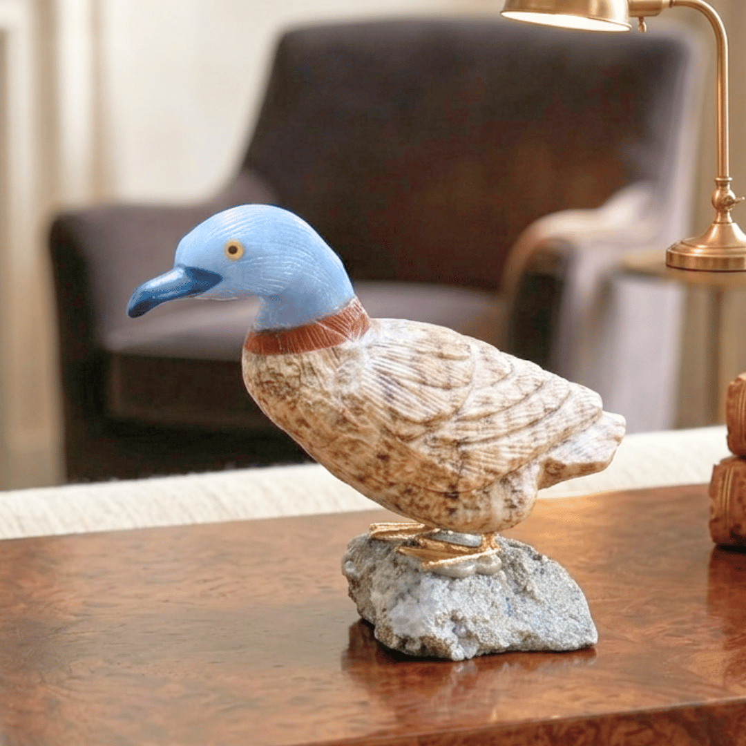 Crystal Duck Bird Angelite, Aragonite & Pyrite
