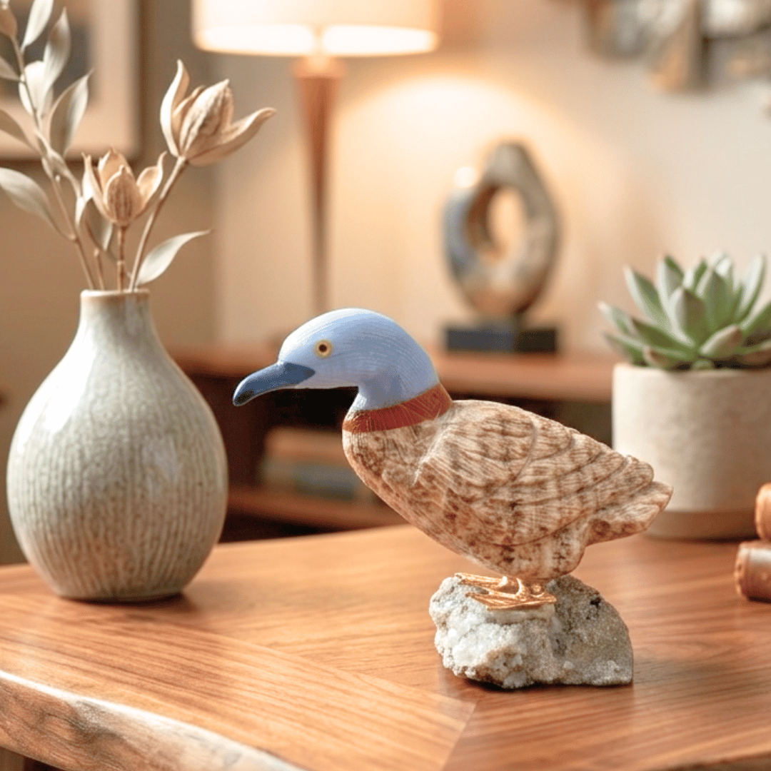 Crystal Duck Bird Angelite, Aragonite & Pyrite