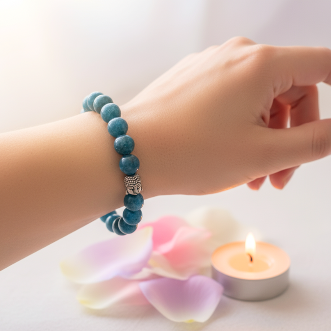 Natural Apatite gemstone bracelet for clarity and positive energy