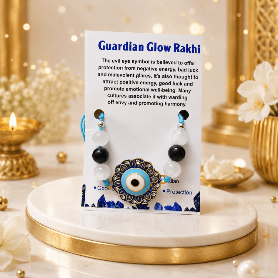 Evil Eye, Selenite & Black Obsidian Rakhi for Shield & Positivity