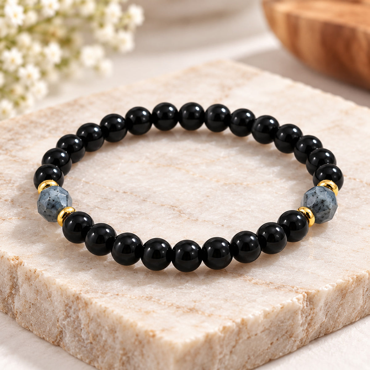 Protection and Manifestation Bracelet | Black Tourmaline and Labradorite