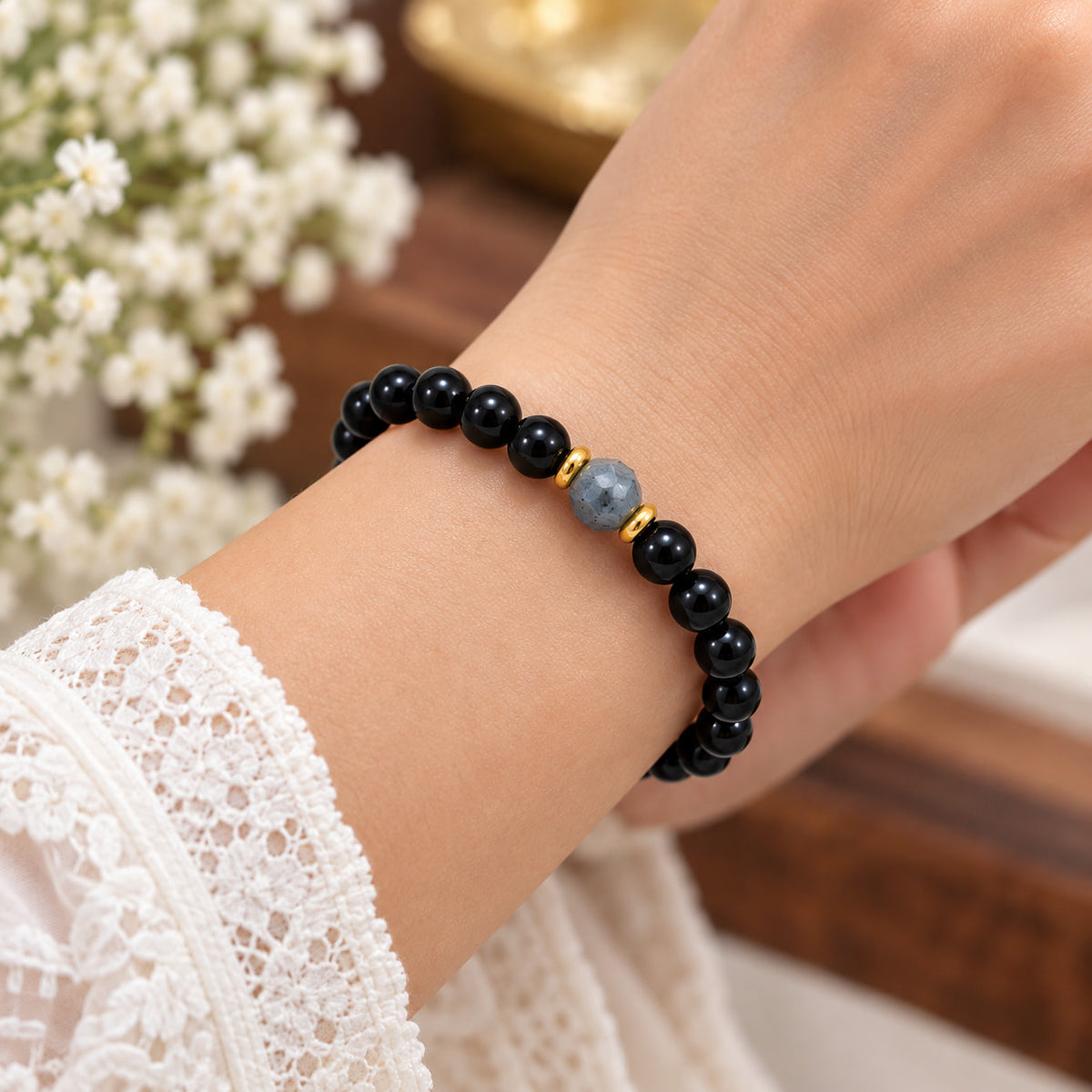 Protection and Manifestation Bracelet | Black Tourmaline and Labradorite