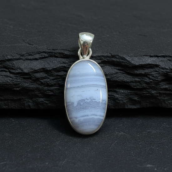 blue lace agate pendant for calm and gentle energy