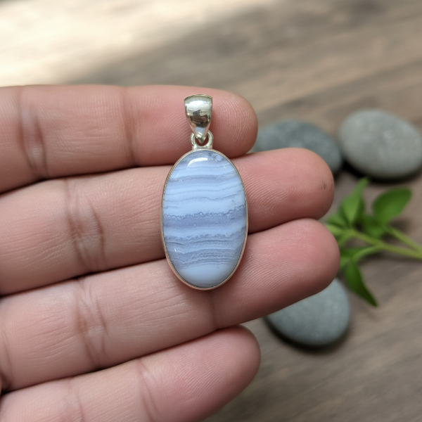 authentic blue lace agate pendant for soothing vibes