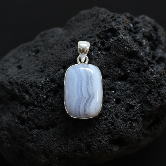 blue lace agate pendant for calm and gentle energy