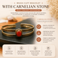Handcrafted Brass Cuff Bracelet with Carnelian Stone For Confidence & Creative Power
