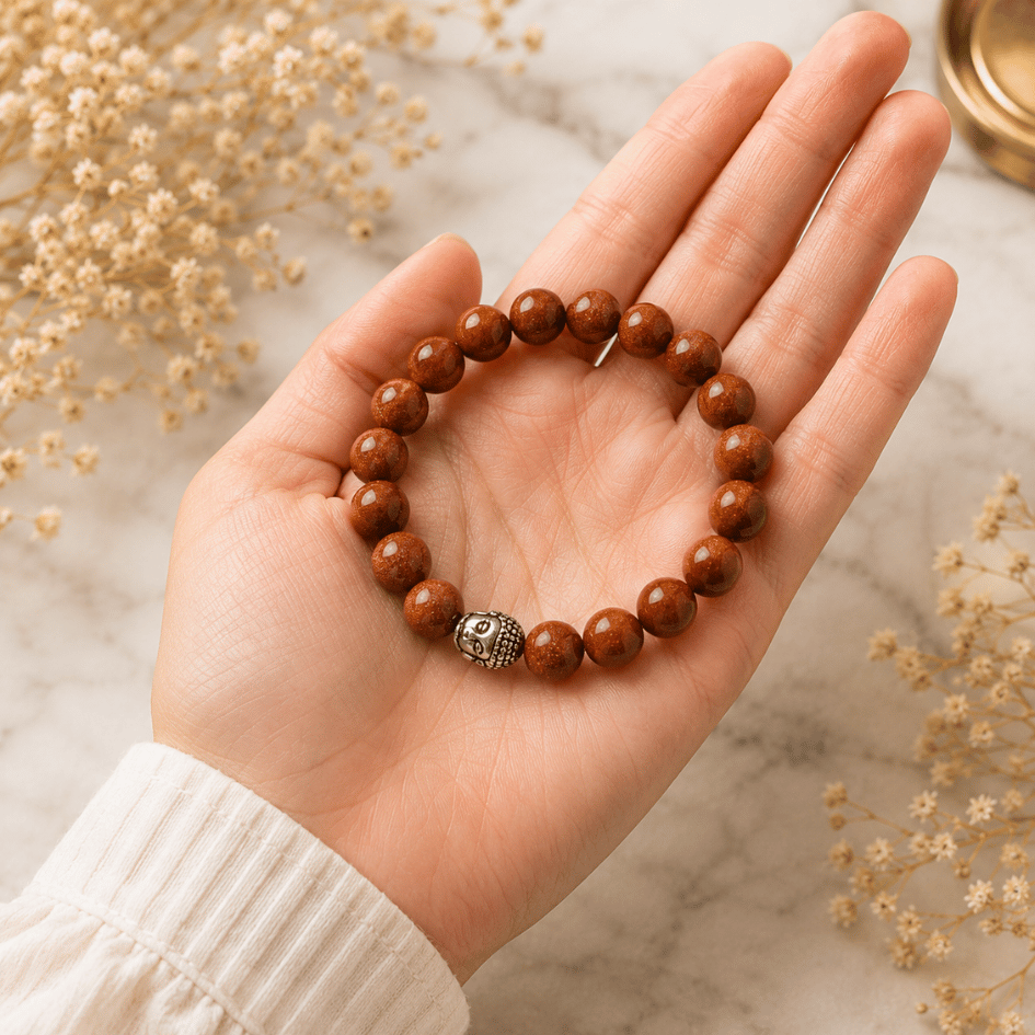 Natural Brown Goldstone Bracelet For Attaining Goals (10mm)
