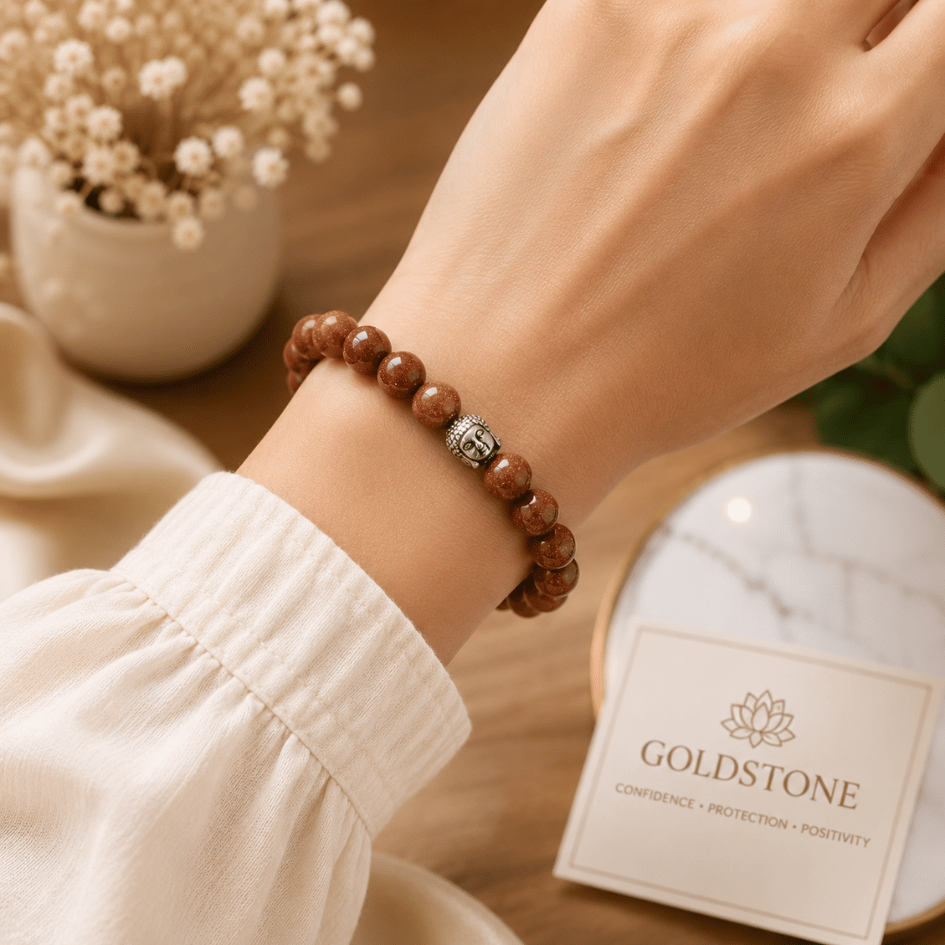 Natural Brown Goldstone Bracelet For Attaining Goals (10mm)