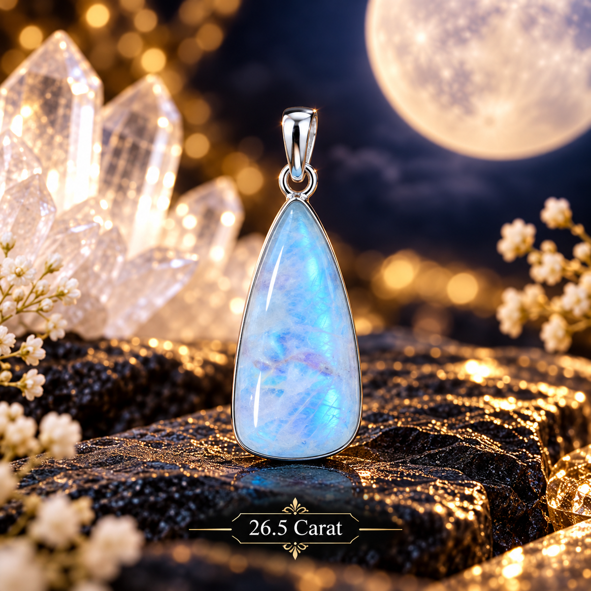Moonstone Pendant in 925 Sterling Silver – New Beginnings • Feminine Energy • Inner Peace