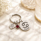 The Cancer Keychain Zodiac Strength Charm with Red Stone