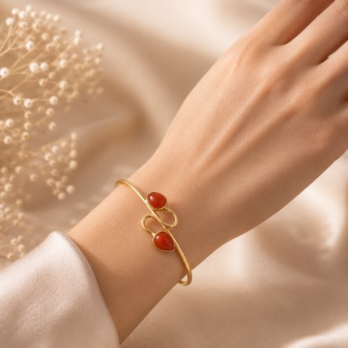 carnelian brass bracelet for confidence and vitality