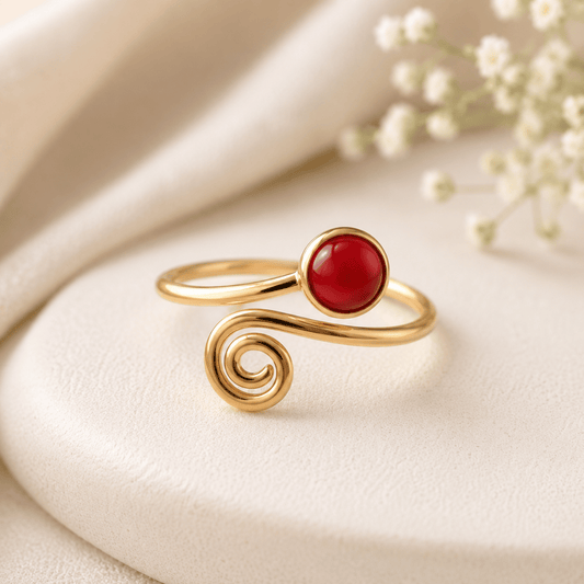 Natural Carnelian Ring in Brass– For Confidence, Motivation & Creativity