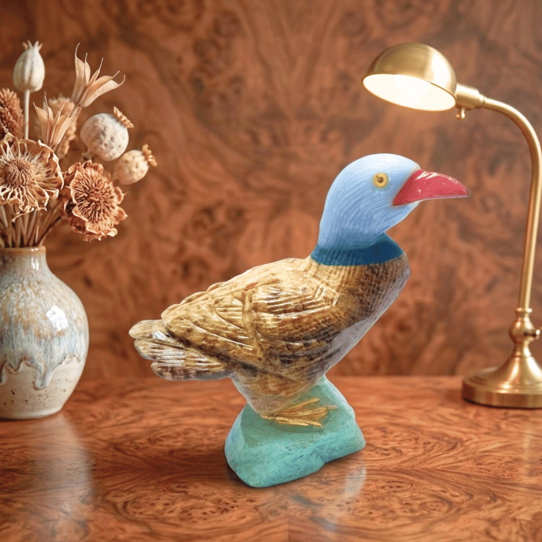 Crystal Duck Bird Angelite, Aragonite & Pyrite