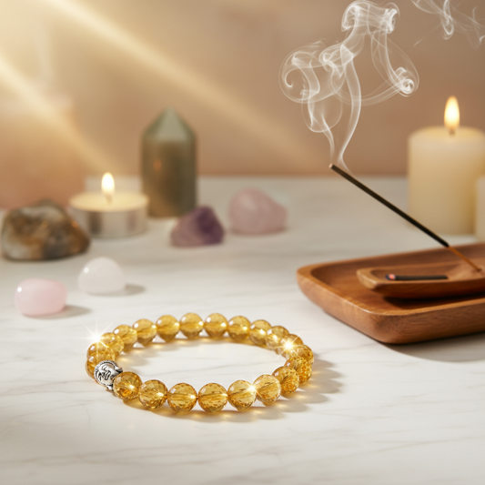 Citrine Bracelet Diamond Cut For Prosperity & Success-(8mm)