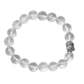 Bracelet with clear beads and Buddha charm on a white background