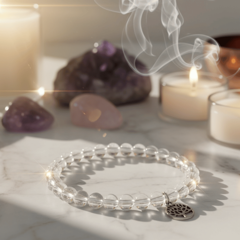 Clear Quartz bracelet for clarity, healing, and energy amplification"