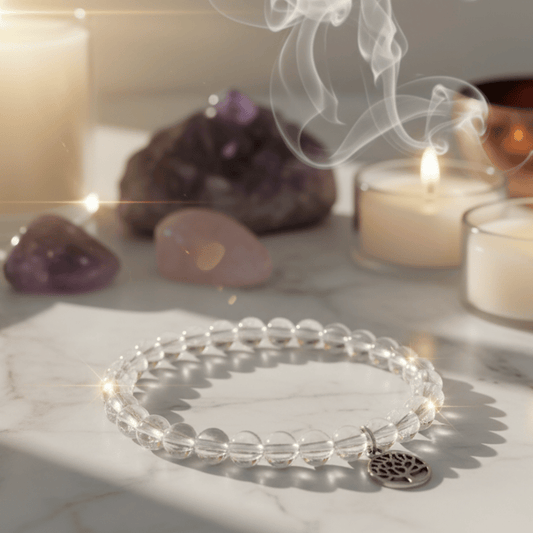 Clear Quartz bracelet for clarity, healing, and energy amplification"