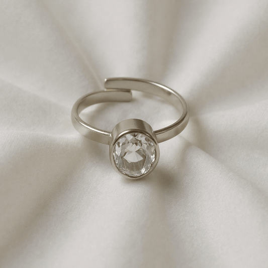 Clear Quartz 925 Sterling Silver Ring for Clarity, Healing & Energy Amplification
