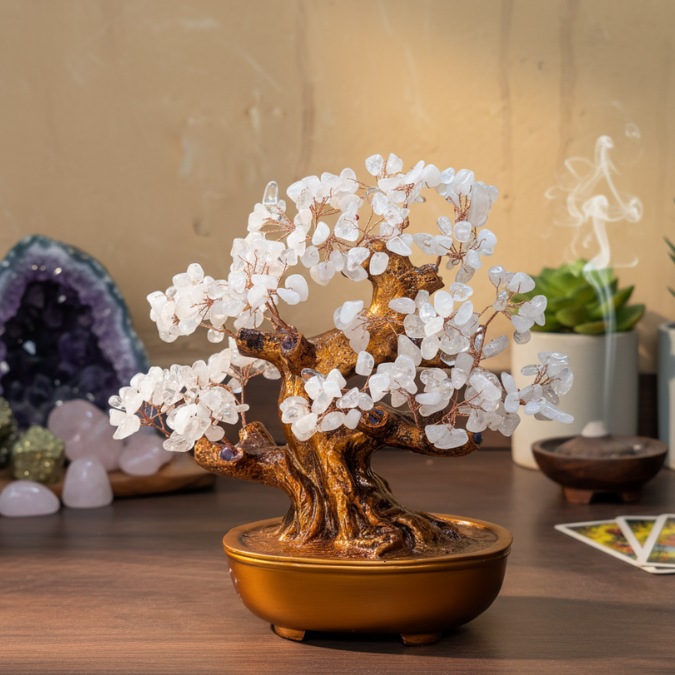 Clear Quartz crystal tree for healing and energy cleansing