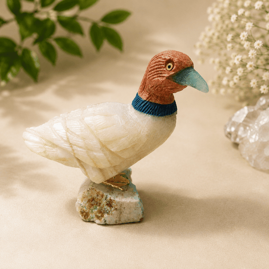 Crystal Duck Bird: Fluorite, Aragonite, Calcite & Chrysocolla