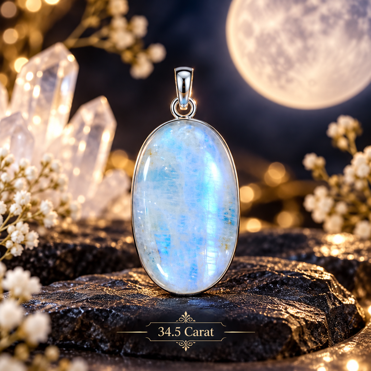 Moonstone Pendant in 925 Sterling Silver – New Beginnings • Feminine Energy • Inner Peace