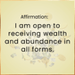 Motivational affirmation text with money symbols on a yellow background
