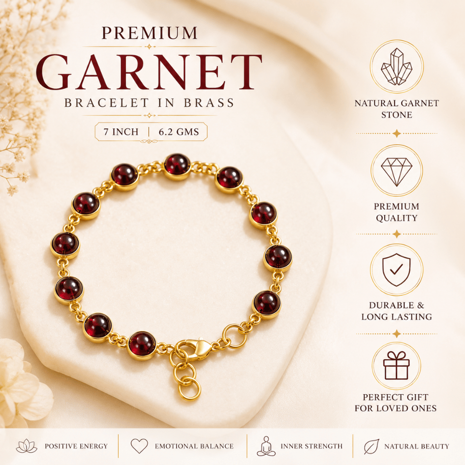 Garnet Crystal Bracelet in Brass | Passion, Protection & Heart Chakra Healing