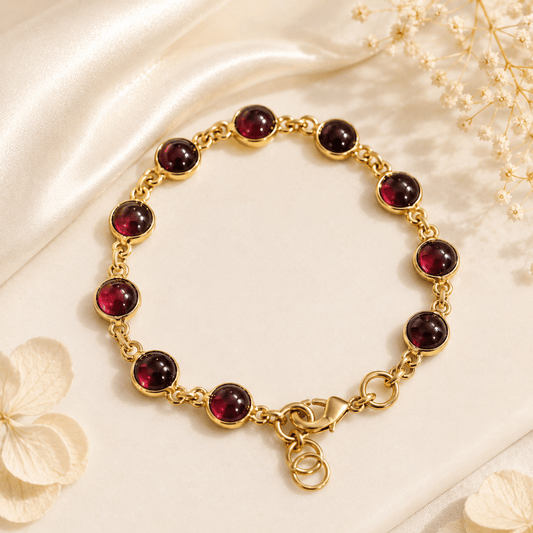 Garnet Crystal Bracelet in Brass | Passion, Protection & Heart Chakra Healing