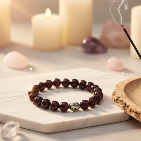 Natural Garnet gemstone bracelet for energy and vitality