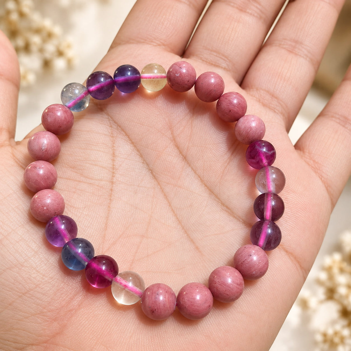Gemini (मिथुन) Abundance Bracelet for 2027 | Multi Fluorite and Thulite