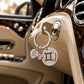 The Gemini Keychain Zodiac Luck Charm with Light Brown Stone